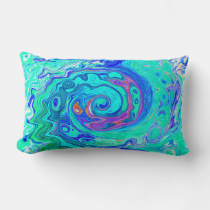 Groovy Abstract Ocean Blaue und Grüne Flüssigkeits Lendenkissen