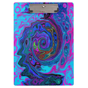 Groovy Abstract Retro Blau und Lila Wirbel Klemmbrett