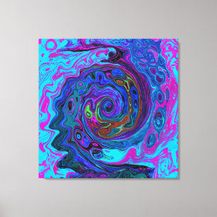 Groovy Abstract Retro Blau und Lila Wirbel Leinwanddruck