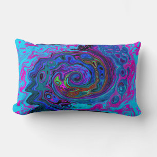 Groovy Abstract Retro Blau und Lila Wirbel Lendenkissen