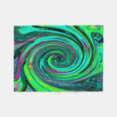 Groovy Abstract Retro Green and Magenta Swirl Fleecedecke (Vorderseite (Horizontal))