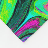 Groovy Abstract Retro Green and Magenta Swirl Fleecedecke (Ecke)