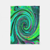 Groovy Abstract Retro Green and Magenta Swirl Fleecedecke (Vorderseite)