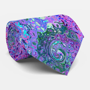 Groovy Abstract Retro Grün und Lila Wirbel Krawatte