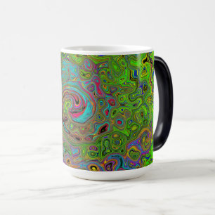 Groovy Abstract Retro Limettengrün und Blau Wirbel Verwandlungstasse