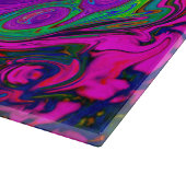 Groovy Abstract Retro Magenta Rainbow Swirl Schneidebrett (Ecke)