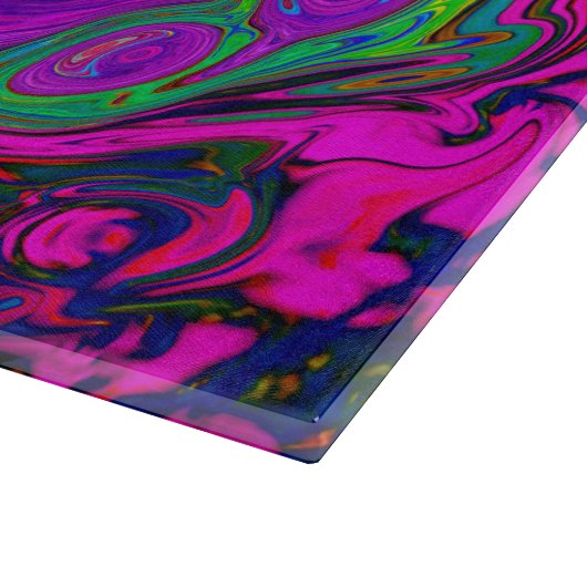 Groovy Abstract Retro Magenta Rainbow Swirl Schneidebrett (Ecke)