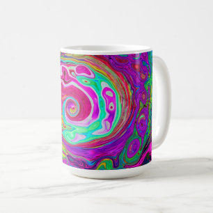 Groovy Abstract Retro Magenta Regenbogenwirbel Kaffeetasse