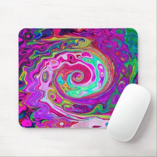 Groovy Abstract Retro Magenta Regenbogenwirbel Mousepad