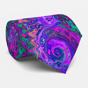 Groovy Abstract Retro Magenta und Lila Wirbel Krawatte