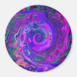 Groovy Abstract Retro Magenta und Lila Wirbel Magnet