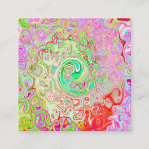 Groovy Abstract Retro Pastell Grün Flüssigkeitsstr Quadratische Visitenkarte
