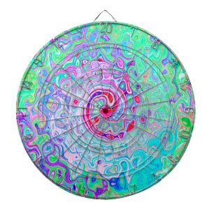 Groovy Abstract Retro Rosa und Grüner Wirbel Dartscheibe