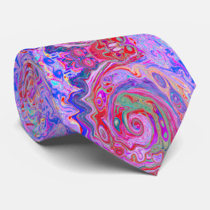 Groovy Abstract Retro Rot, Lila und Rosa Wirbel Krawatte