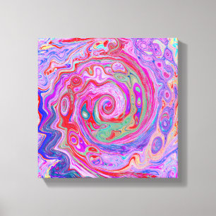 Groovy Abstract Retro Rot, Lila und Rosa Wirbel Leinwanddruck