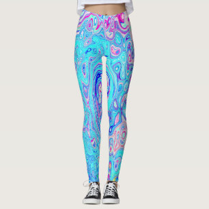 Groovy Abstract Retro Rotkehlchenei Blau Wirbel Leggings