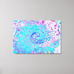 Groovy Abstract Retro Rotkehlchenei Blau Wirbel Leinwanddruck