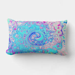 Groovy Abstract Retro Rotkehlcheneiblau Wirbel Lendenkissen