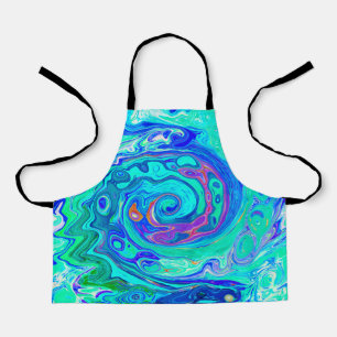 Groovy Abstracter Ozean Blau und Grüner Flüssigkei Schürze
