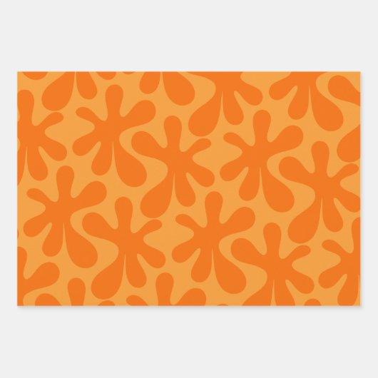 Groovy Abstrakt Amoeba Dance Orange Pattern Geschenkpapier Set (Vorderseite 3)