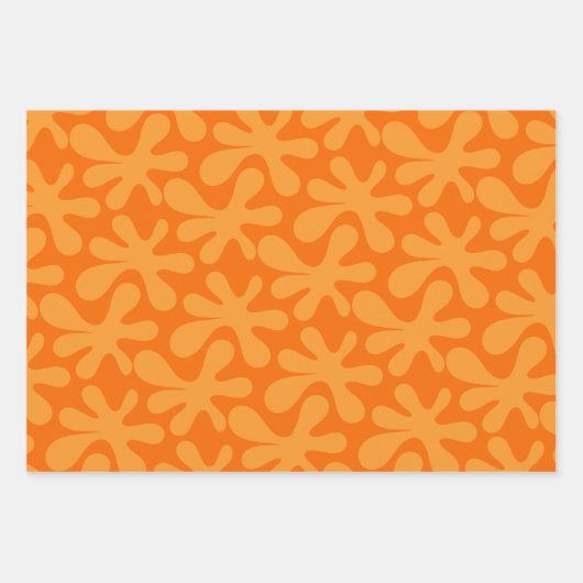 Groovy Abstrakt Amoeba Dance Orange Pattern Geschenkpapier Set (Vorderseite)