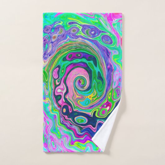 Groovy Abstrakt Aqua und Navy Lava Swirl Badhandtuch Set (Handtuch)