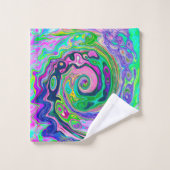 Groovy Abstrakt Aqua und Navy Lava Swirl Badhandtuch Set (Waschlappen)