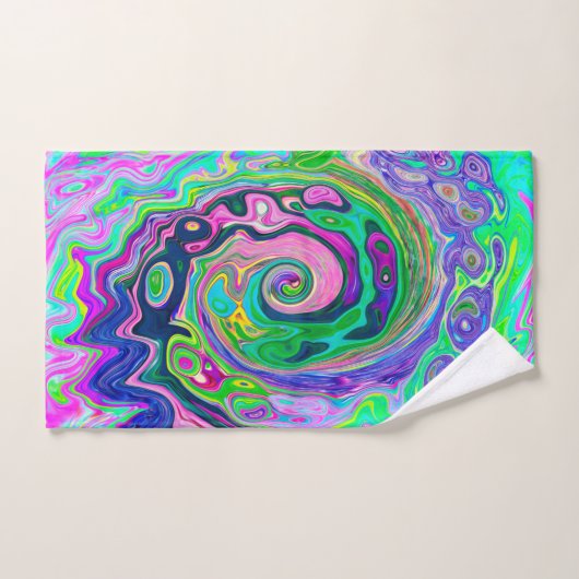 Groovy Abstrakt Aqua und Navy Lava Swirl Badhandtuch Set (Handtuch)