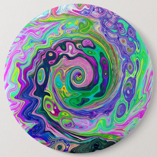 Groovy Abstrakt Aqua und Navy Lava Swirl Button (Vorderseite)