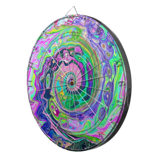 Groovy Abstrakt Aqua und Navy Lava Swirl Dartscheibe (Vorderseite rechts)