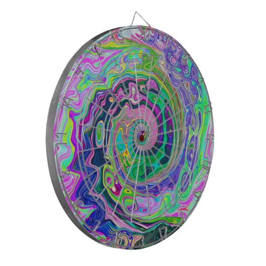 Groovy Abstrakt Aqua und Navy Lava Swirl Dartscheibe (Vorderseite Links)