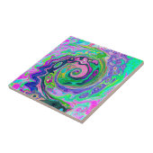 Groovy Abstrakt Aqua und Navy Lava Swirl Fliese (Seite)