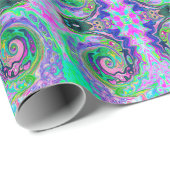 Groovy Abstrakt Aqua und Navy Lava Swirl Geschenkpapier (Rolleneckpunkt)