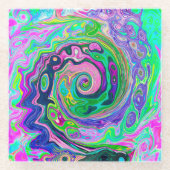 Groovy Abstrakt Aqua und Navy Lava Swirl Glasuntersetzer (Vorderseite)