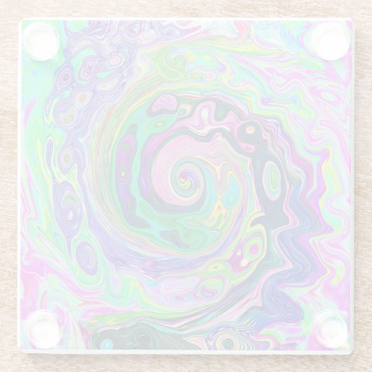 Groovy Abstrakt Aqua und Navy Lava Swirl Glasuntersetzer (Rückseite)