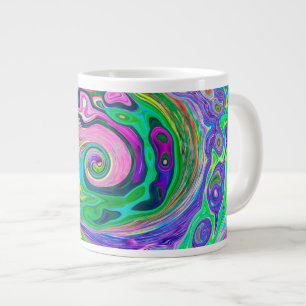 Groovy Abstrakt Aqua und Navy Lava Swirl Jumbo-Tasse
