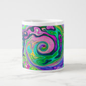 Groovy Abstrakt Aqua und Navy Lava Swirl Jumbo-Tasse (Vorderseite)