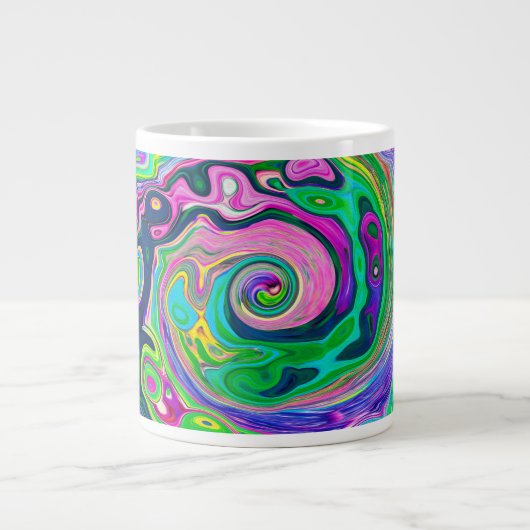 Groovy Abstrakt Aqua und Navy Lava Swirl Jumbo-Tasse (Vorderseite)