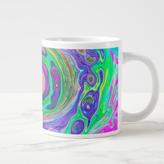 Groovy Abstrakt Aqua und Navy Lava Swirl Jumbo-Tasse (Rechts)