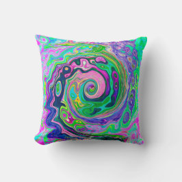 Groovy Abstrakt Aqua und Navy Lava Swirl Kissen