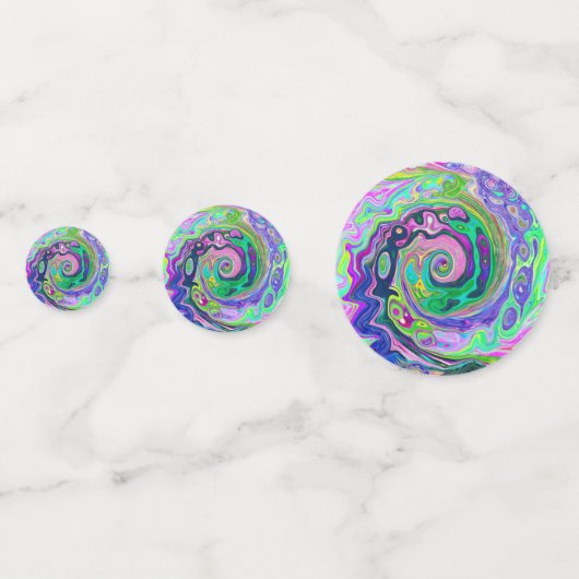 Groovy Abstrakt Aqua und Navy Lava Swirl Konfetti (Rückseiten)