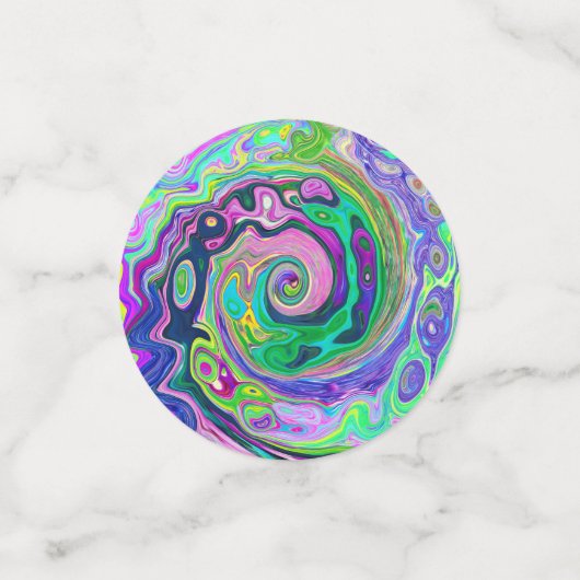 Groovy Abstrakt Aqua und Navy Lava Swirl Konfetti (Klein Vorderseite)