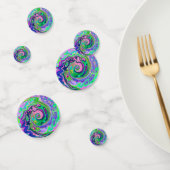 Groovy Abstrakt Aqua und Navy Lava Swirl Konfetti (Gruppe)