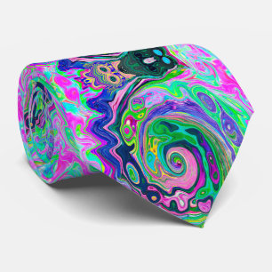 Groovy Abstrakt Aqua und Navy Lava Swirl Krawatte