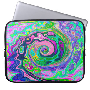 Groovy Abstrakt Aqua und Navy Lava Swirl Laptopschutzhülle