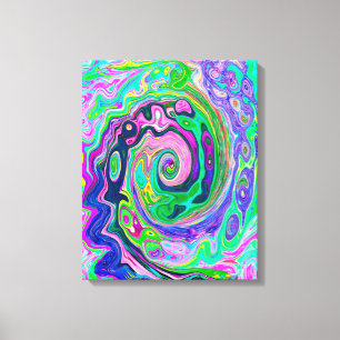 Groovy Abstrakt Aqua und Navy Lava Swirl Leinwanddruck