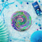 Groovy Abstrakt Aqua und Navy Lava Swirl Pappteller (Party)