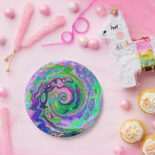 Groovy Abstrakt Aqua und Navy Lava Swirl Pappteller (Party)