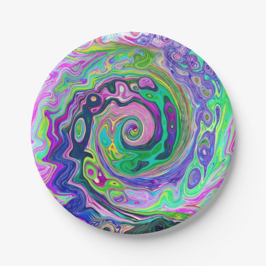 Groovy Abstrakt Aqua und Navy Lava Swirl Pappteller (Vorderseite)