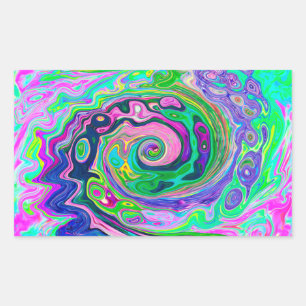 Groovy Abstrakt Aqua und Navy Lava Swirl Rechteckiger Aufkleber